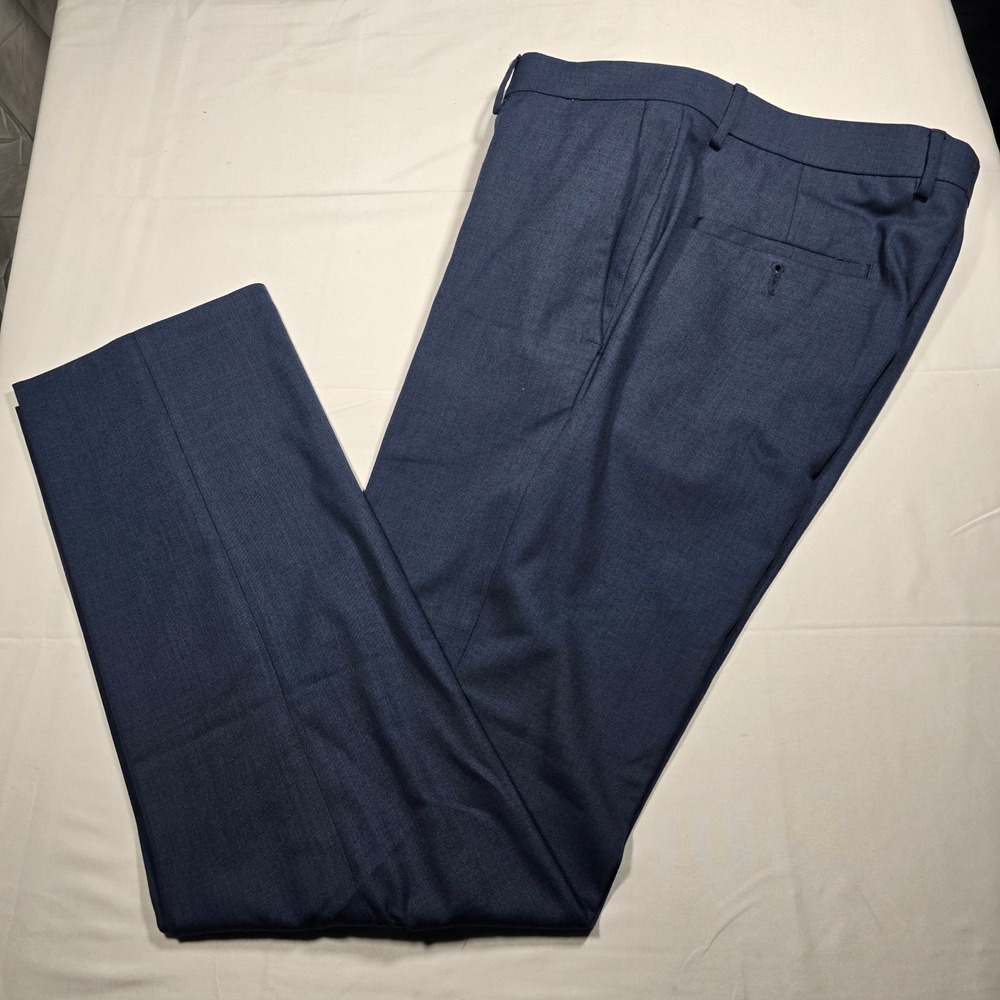 Kenneth Cole Reaction Men's 33x32 Blue Flat Front Stretch Dress Pants